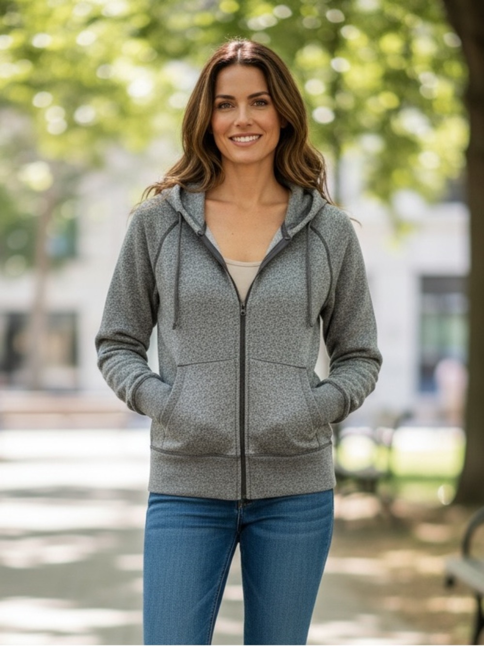 Patagonia Cloud Stack Heather Gray Zip-Up Hooded Sweatshirt